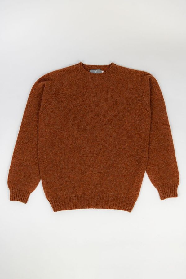 mens sienna brown British wool Shetland jumper sweater