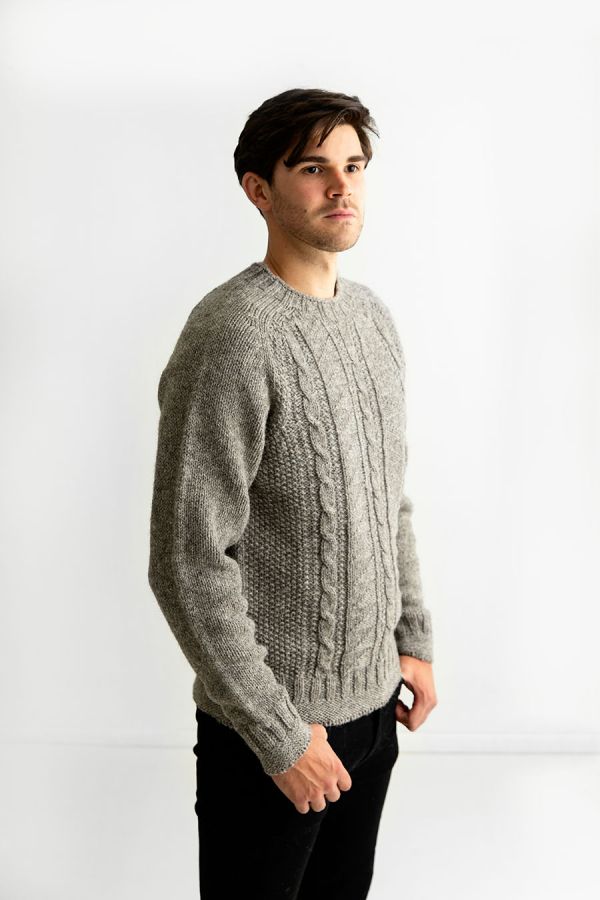 Mens gansey sweater undyed wool chunky guernsey natural jumper