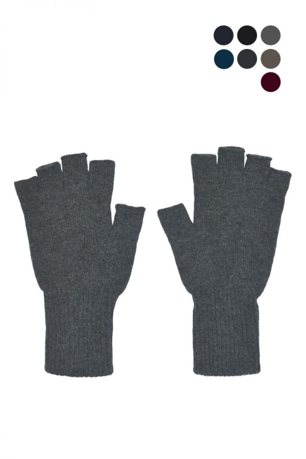 Mens wool fingerless gloves 7 colours. Scottish lambswool