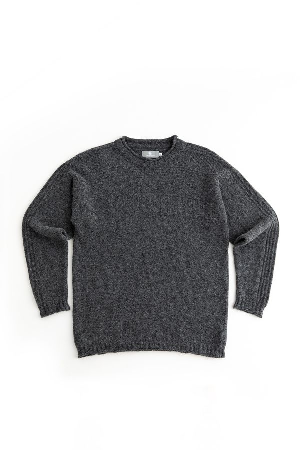mens gansey jumper sweater wool grey gray scottish breakwater