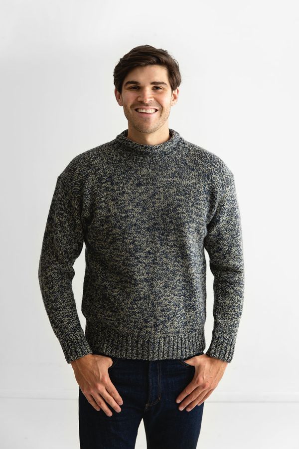 mens wool roll neck jumper sweater blue green grey cromarty