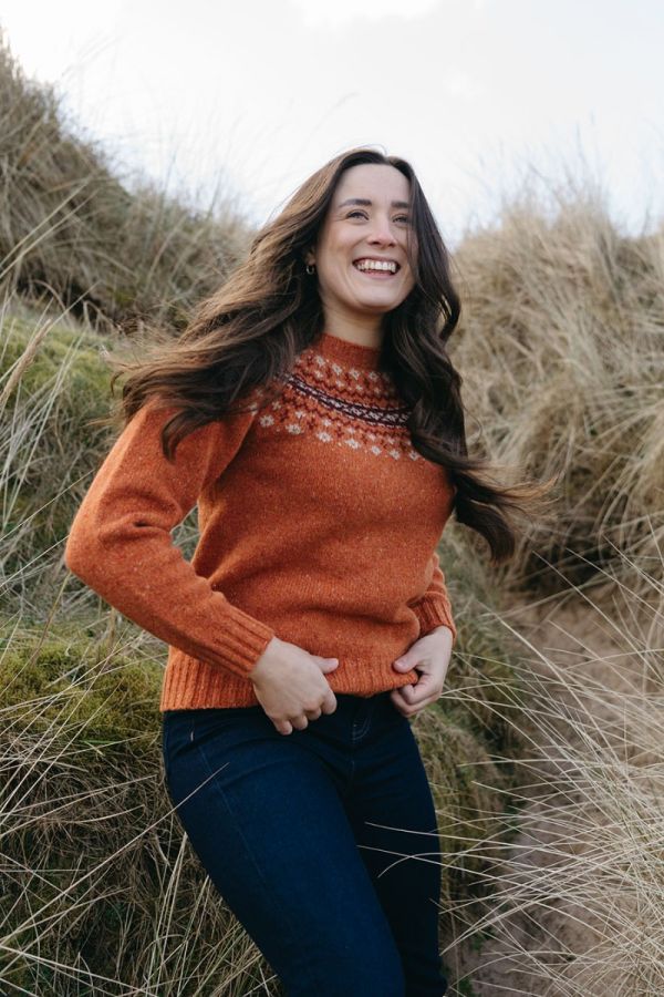 orange wool fair isle jumper sweater croft