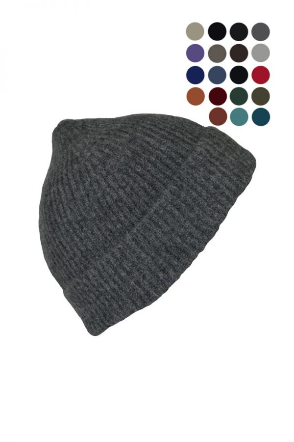 Lambs wool Ribbed Beanie Hat. Made in Scotland Scottish 21