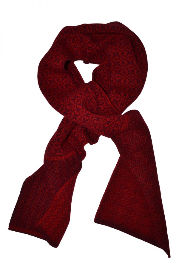 Rubislaw fair isle scarf in scarlet red