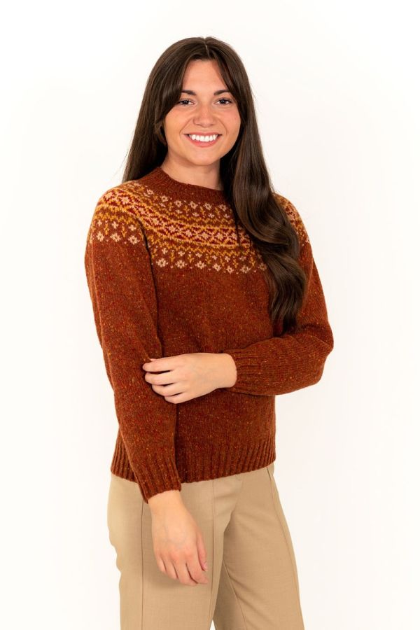 womens fair isle rust jumper sweater wool croft 