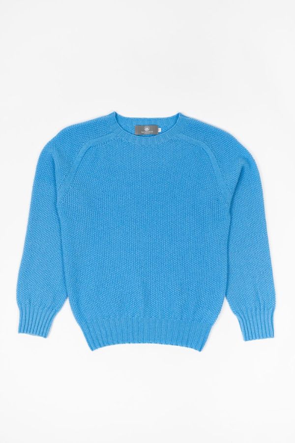 womens sky blue moss stitch lambs wool jumper sweater 