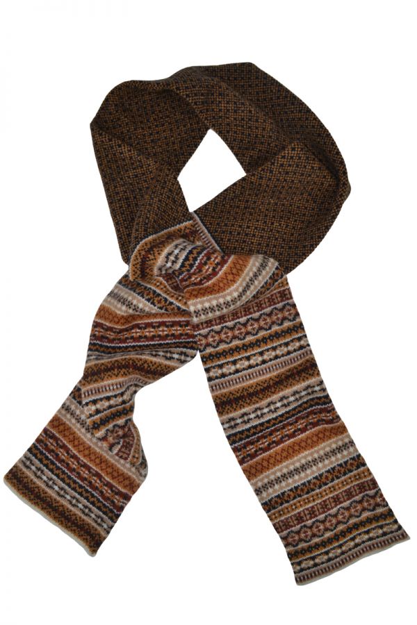 Tweed Fair isle scarf - Gold