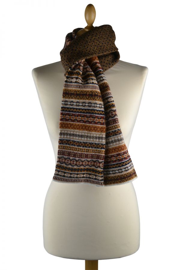 Tweed Fair isle scarf - Gold