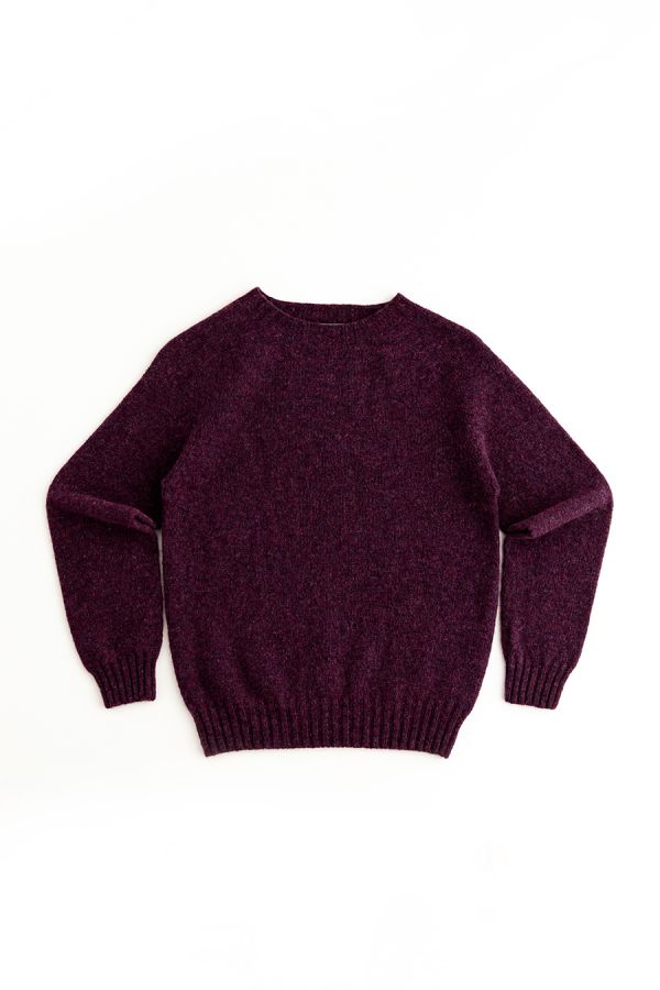 womens aubergine purple wool jumper sweater shetland saddle shoulder