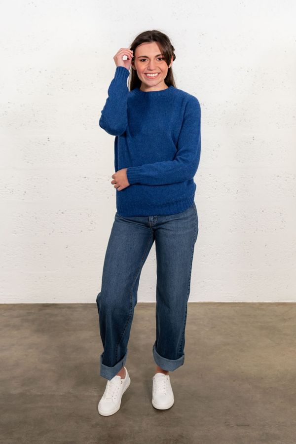womens cobalt blue wool jumper sweater shetland
