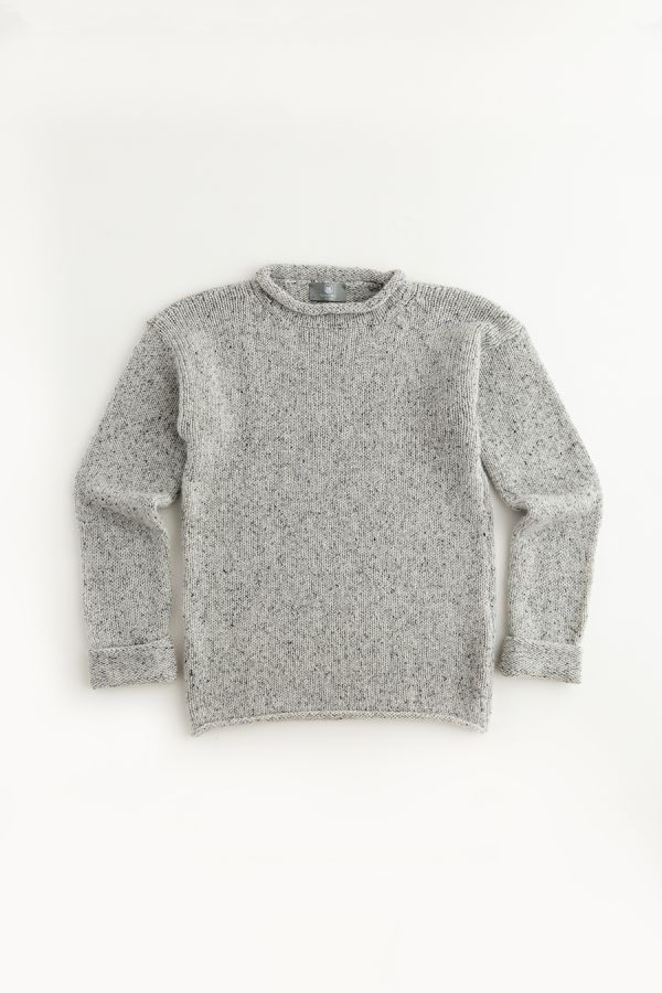 womens chunky wool grey jumper sweater cuffed limestone