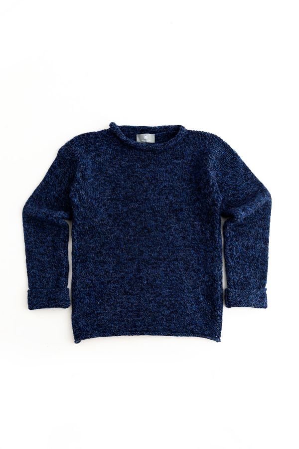 womens chunky wool jumper sweater blue cuffed
