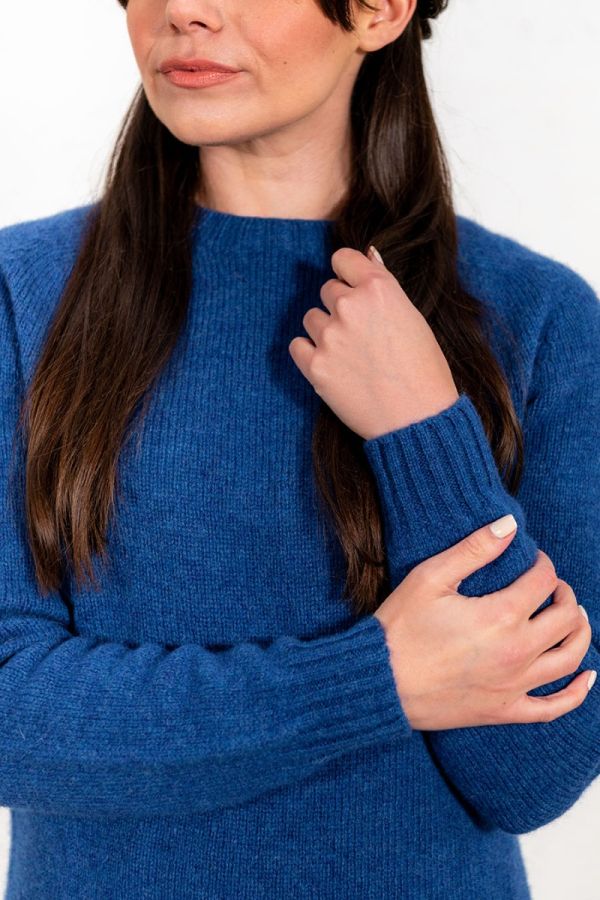cobalt royal blue shetland wool womens jumper sweater 