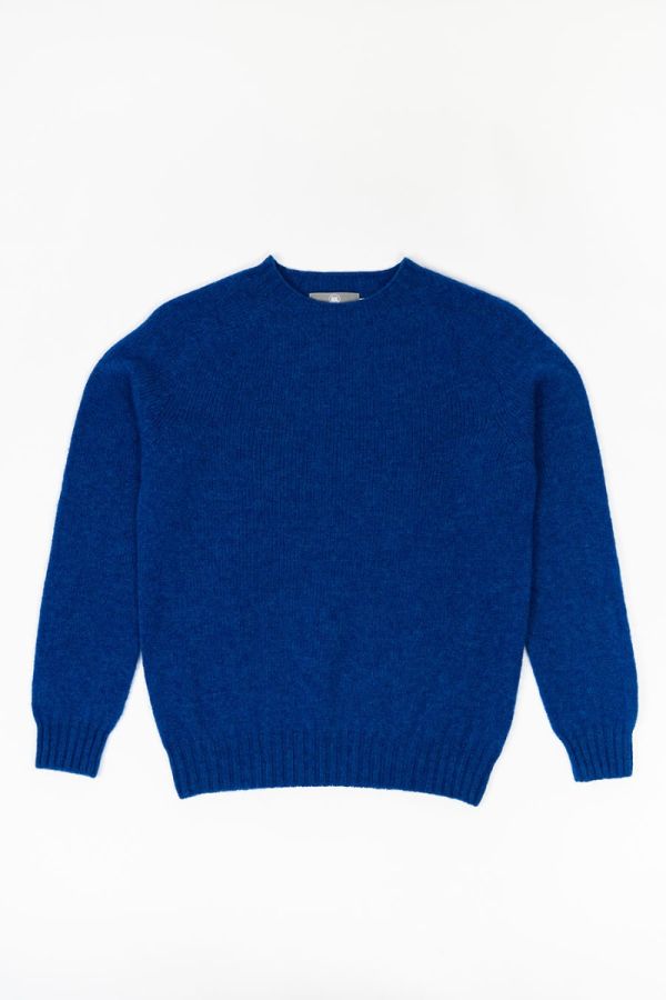womens cobalt royal blue wool jumper sweater shetland saddle shoulder