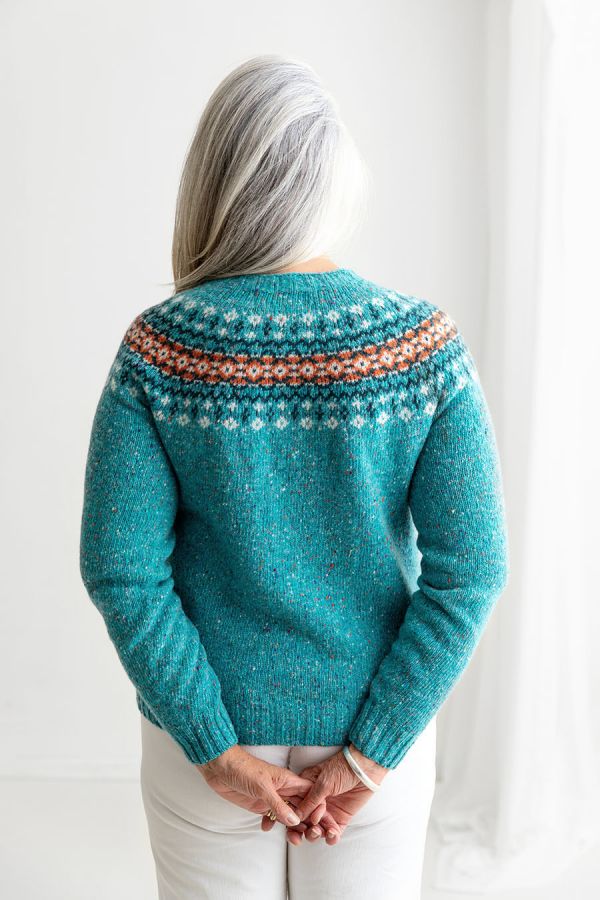 womens fair isle aqua jumper sweater wool croft back