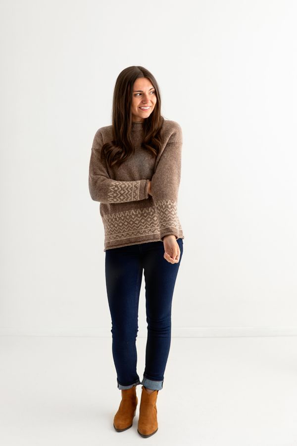 womens fair isle brown jumper sweater braemar relaxed wool full