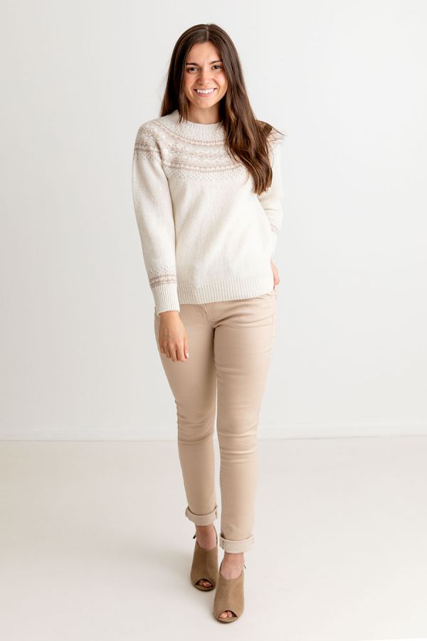 womens fairisle jumper sweater ivory winter white beige wool aviemore
