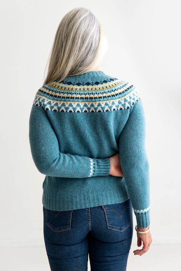 womens wool fair isle jumper sweater light teal