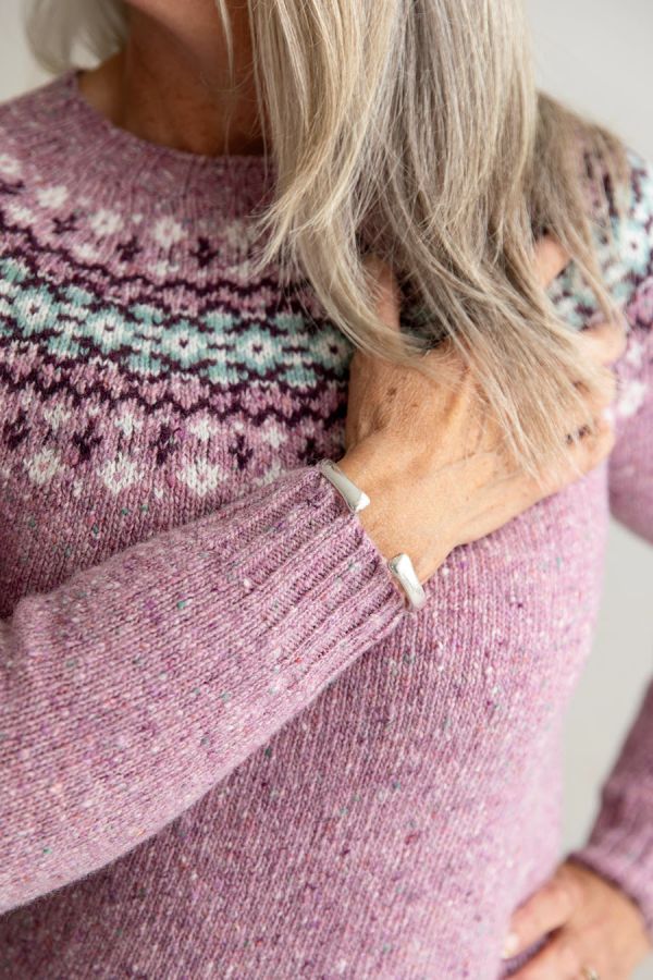 womens fair isle pink jumper sweater wool merino donegal croft