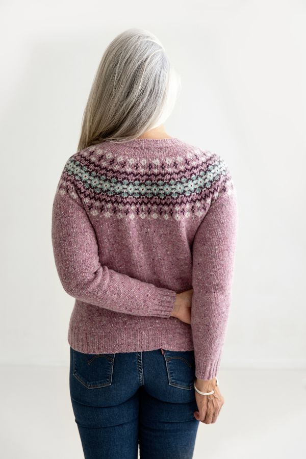 womens fair isle pink jumper sweater wool merino croft back