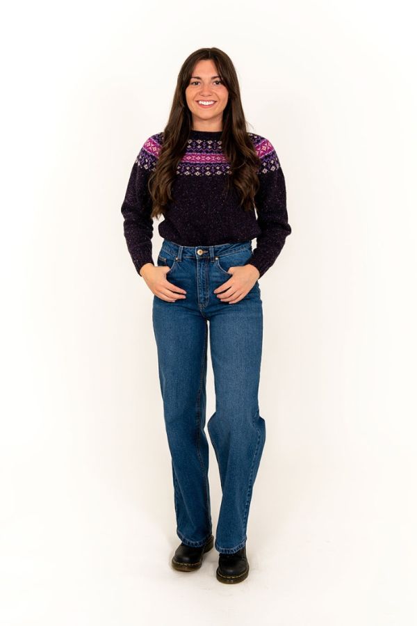 ladies fair isle purple jumper sweater wool croft