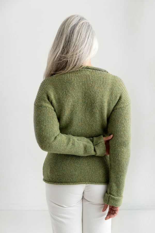 womens green jumper sweater chunky wool back