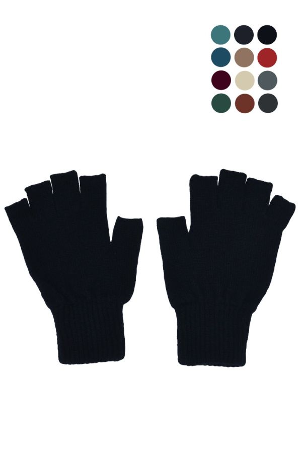 Womens wool fingerless gloves. scottish lambswool. 12 colours