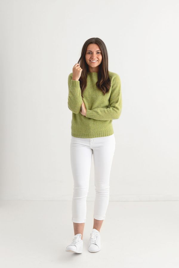 womens lime green shetland wool jumper sweater full
