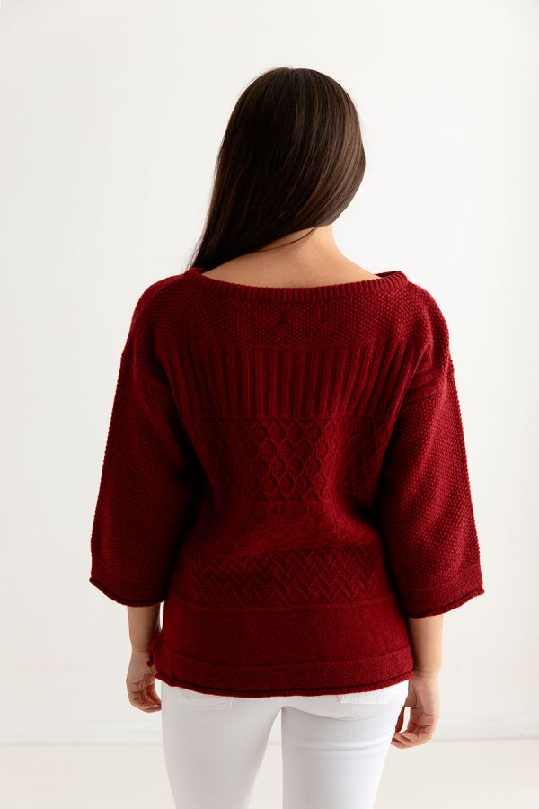 womens red gansey ladies jumper sweater back