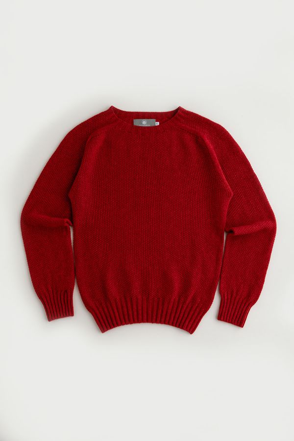 womens red moss stitch lambs wool jumper sweater