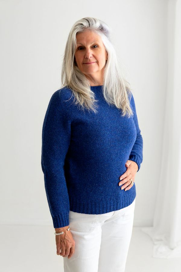 womens royal blue shetland jumper sweater wool ladies