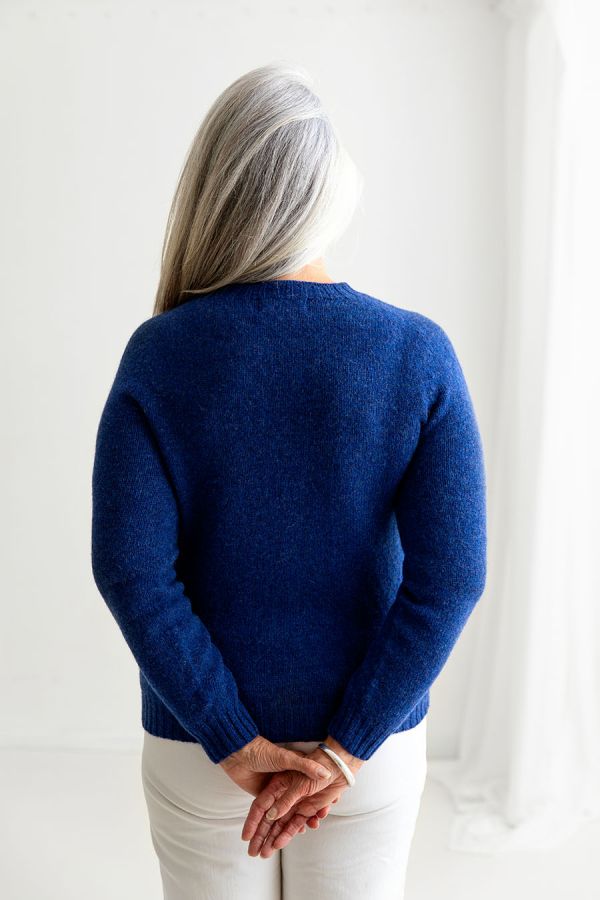 womens royal blue jumper sweater shetland back