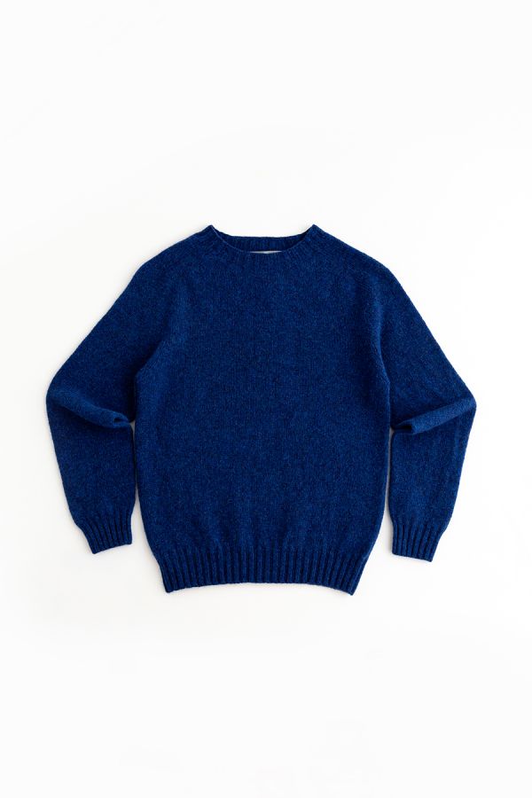 womens royal blue wool jumper sweater shetland saddle shoulder