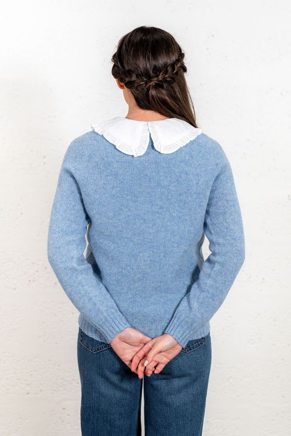 Womens pastel ice blue shetland wool jumper