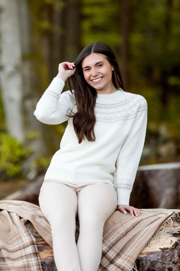 womens winter white fair isle jumper aviemore yoke sweater