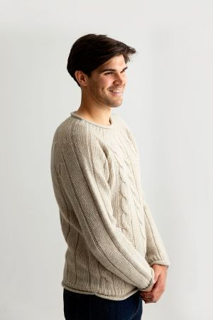 Mens Cable Front Roll Neck Tunic Jumper 