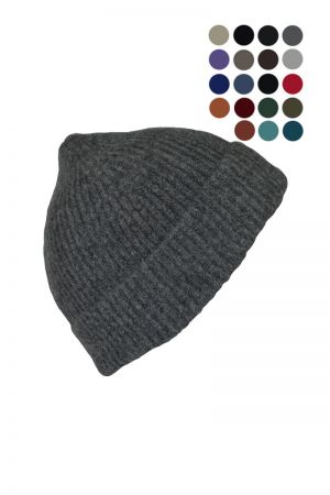 Lambswool Ribbed Beanie Hat