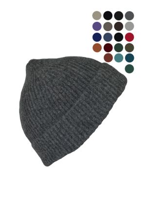 Lambswool Ribbed Beanie Hat