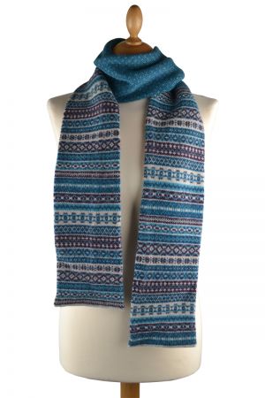 Tweed Fair isle scarf - Teal