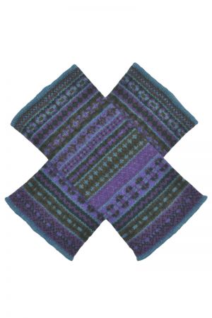 Tweed Fair isle wrist warmer fingerless gloves - Purple