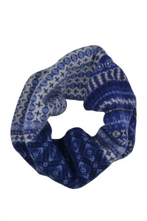 Ugie Fair isle cowl scarf - Blue