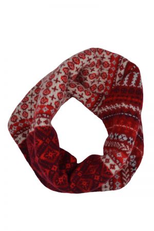 Ugie Fair isle cowl scarf - Red