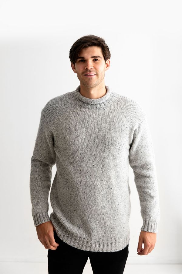 Mens Chunky Roll Neck Jumper Grey - The Croft House